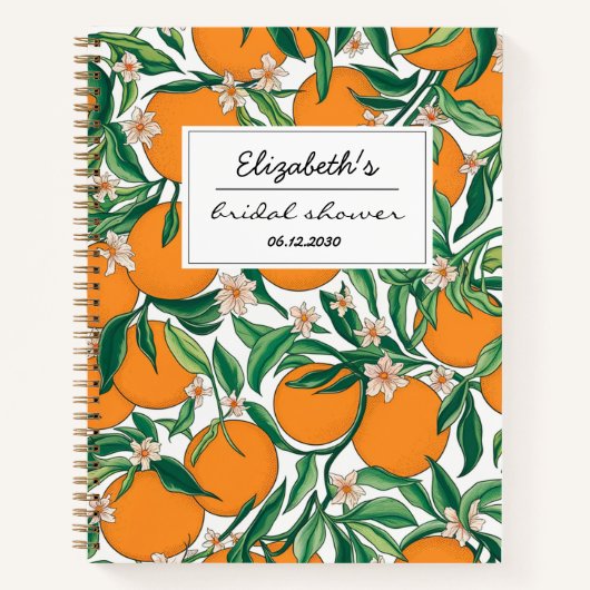 Sinaasappels Citrus Fruit Bloemmotief Bruiloftsbor Notitieboek (Voorkant)
