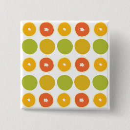 Sinaasappels Citrus Fruits Food Pattern Vierkante Button 5,1 Cm