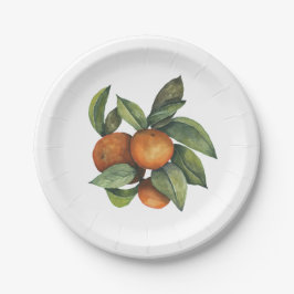 Sinaasappels Citrus Groen Papieren Bordje