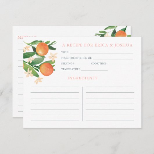 Sinaasappels Citrus Matching Vrijgezellenfeest Rec Kaart (Voorkant / Achterkant)