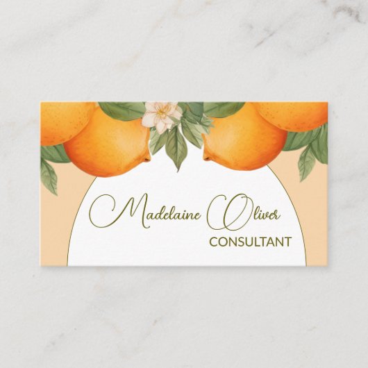 Sinaasappels Citrus Moderne Waterverf QR Code Visitekaartje (Voorkant)