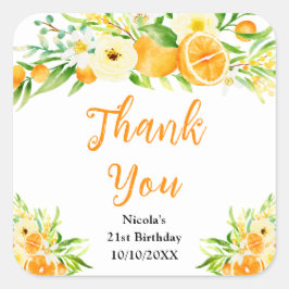 Sinaasappels Citrus Verjaardag Bedankt Vierkante Sticker