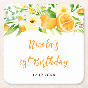 Sinaasappels Citrus Verjaardag Kartonnen Onderzetters