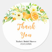 Sinaasappels Citrus Vrijgezellenfeest Dank u Ronde Sticker (Voorkant)