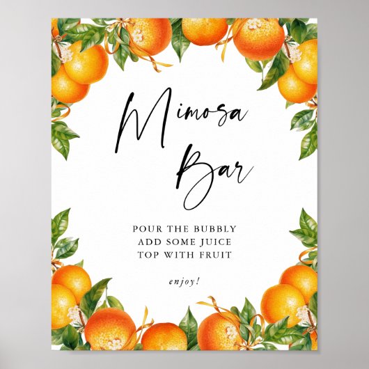 Sinaasappels Citrus vrijgezellenfeest Mimosa Bar T Poster (Voorkant)