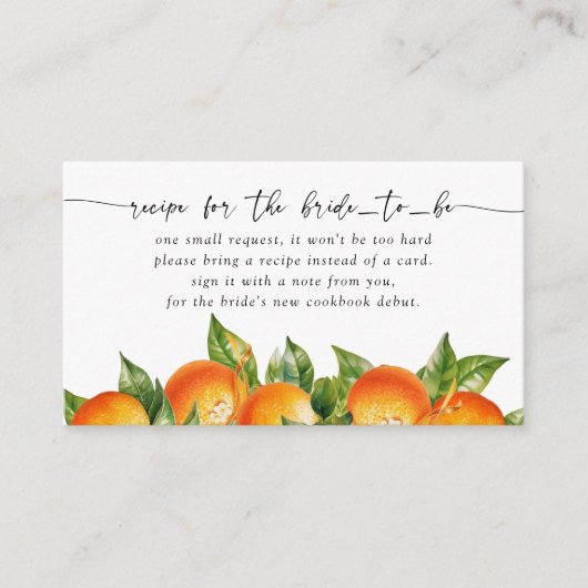 Sinaasappels Citrus Vrijgezellenfeest Recept Aanvr Informatiekaartje (Voorkant)