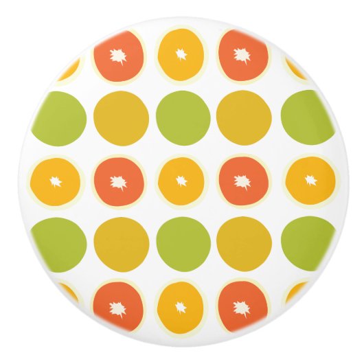 Sinaasappels Citrus Vruchten Voedsel Patroon Keramische Knop (Voorkant)