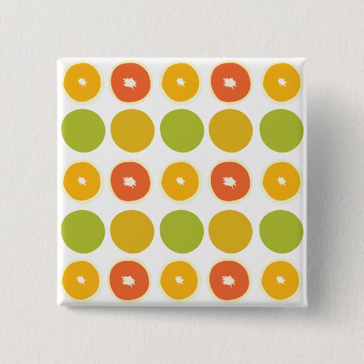 Sinaasappels Citrus Vruchten Voedsel Patroon Vierkante Button 5,1 Cm (Voorkant)