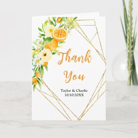 Sinaasappels Citrus Wedding Bedankkaart (Voorkant)