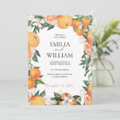 Sinaasappels Citrus Wedding Invitation Kaart (Staand voorkant)