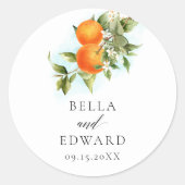 Sinaasappels Citrus Wedding Ronde Sticker (Voorkant)