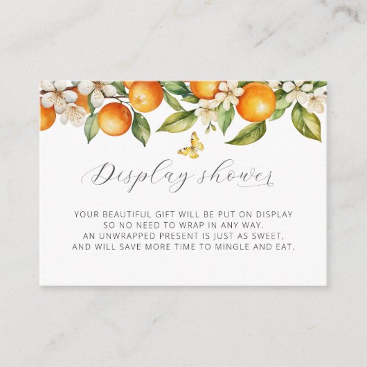 Sinaasappels Citrus Zomer Display Douche Baby show Informatiekaartje (Voorkant)