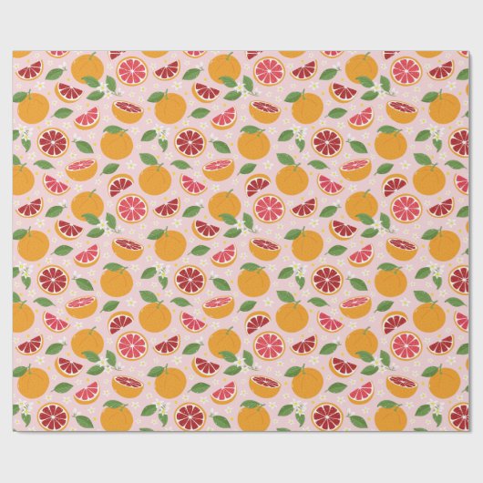 Sinaasappels Citruspatroon lichtroze Cadeaupapier (Vlak)