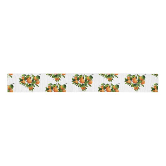 Sinaasappels Citrusvruchten Bloemen Botanische tui Grosgrain Lint (Voorkant)