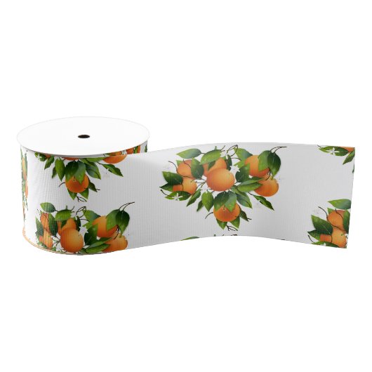 Sinaasappels Citrusvruchten Bloemen Botanische tui Grosgrain Lint (Spoel)