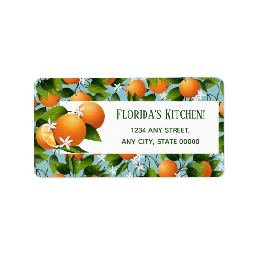 Sinaasappels Citrusvruchten Bloemen Etiket (Voorkant)