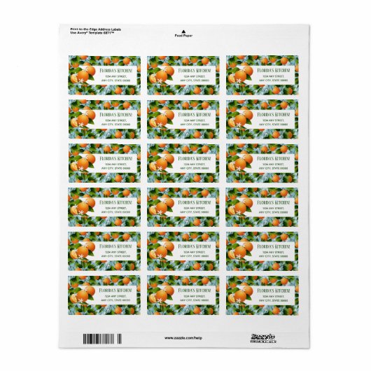 Sinaasappels Citrusvruchten Bloemen Etiket (Full Sheet)