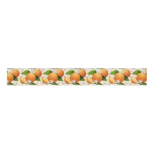 Sinaasappels Citrusvruchten Bloemen Grosgrain Lint (Voorkant)