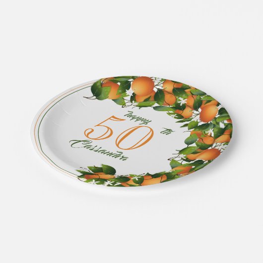 Sinaasappels Citrusvruchten | Verjaardag Papieren Bordje (Gekanteld)