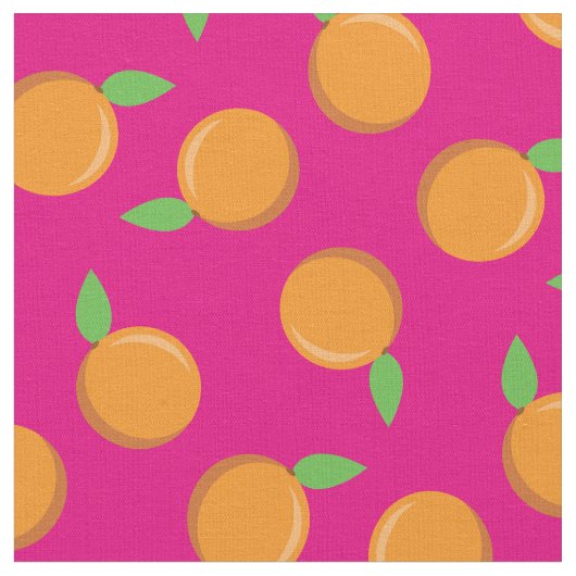Sinaasappels Cute Fruit Kitchen Roze Stof (Close Up)