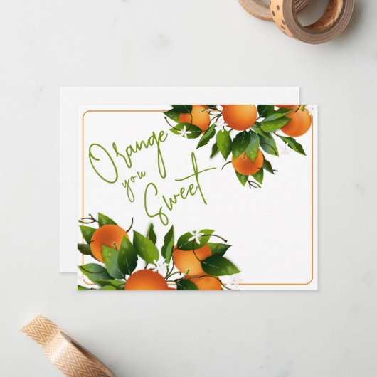 Sinaasappels dank u notitiekaartje (Voorkant / Achterkant in situ)