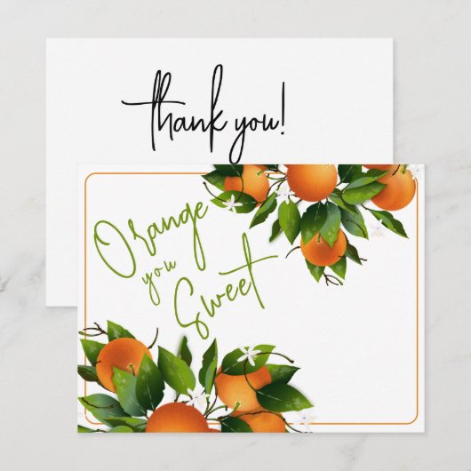 Sinaasappels dank u notitiekaartje (Voorkant / Achterkant)