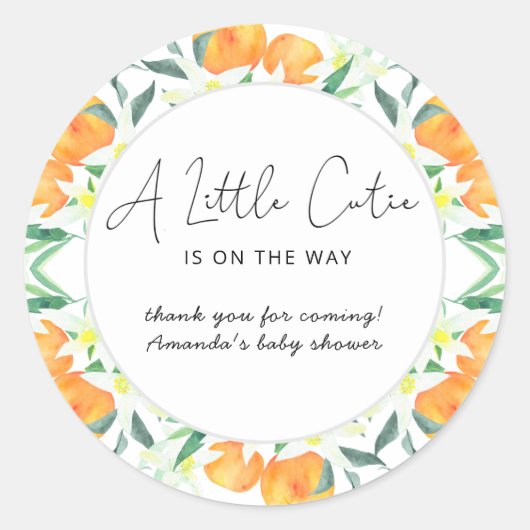 Sinaasappels dank u ronde sticker (Voorkant)