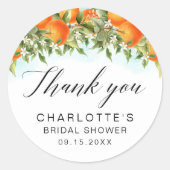 Sinaasappels Dank u Vrijgezellenfeest Ronde Sticker (Voorkant)