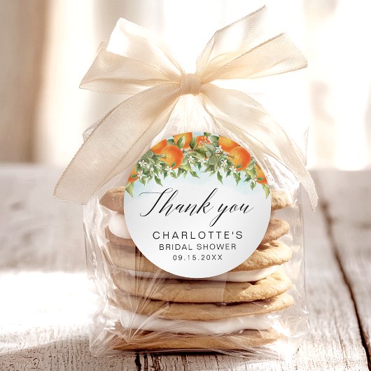 Sinaasappels Dank u Vrijgezellenfeest Ronde Sticker