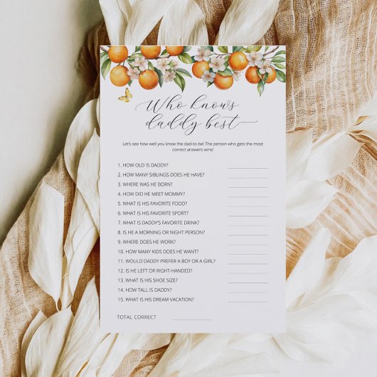 Sinaasappels die weten papa beste Baby shower spel