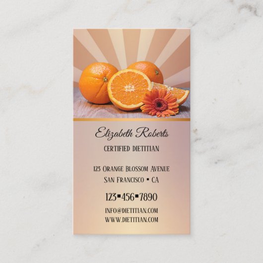 Sinaasappels Dietitian Nutritionist Visitekaartje (Voorkant)