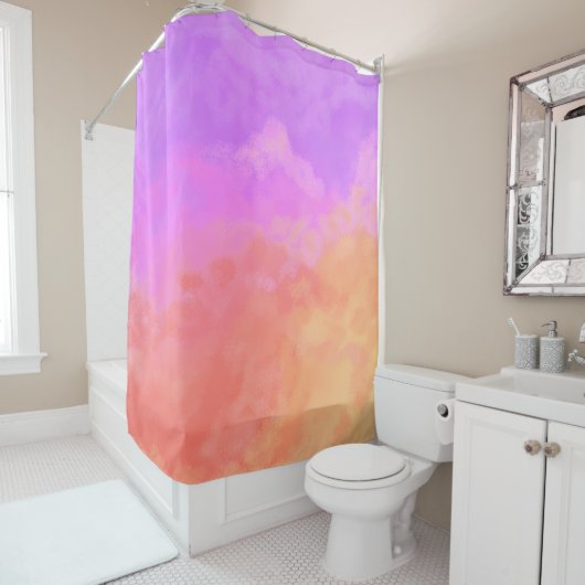 Sinaasappels en Abstracte wolken,  Douchegordijn (In situ)