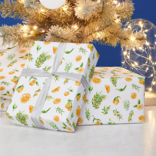 Sinaasappels en bladpatroon cadeaupapier