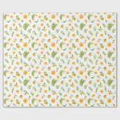 Sinaasappels en bladpatroon cadeaupapier (Vlak)