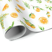 Sinaasappels en bladpatroon cadeaupapier (Rol Hoek)