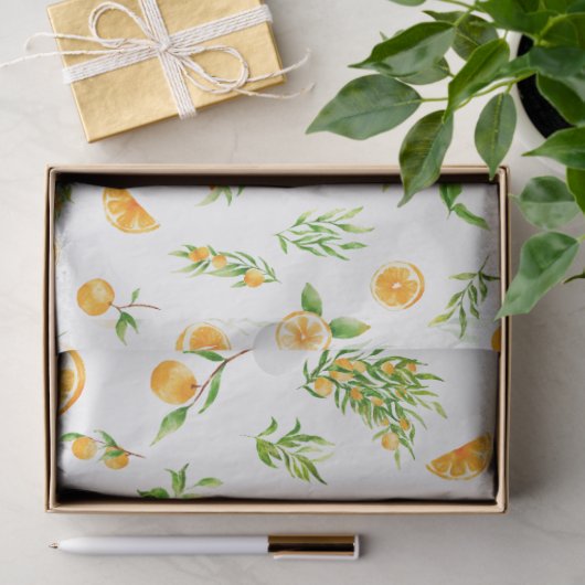 Sinaasappels en Bladpatroon Tissuepapier (Geschenk)