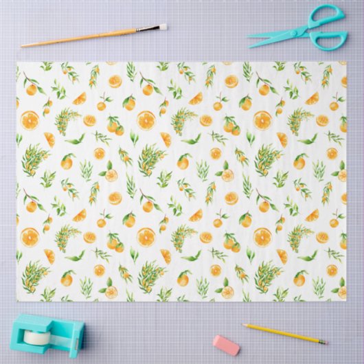 Sinaasappels en Bladpatroon Tissuepapier (Craft)
