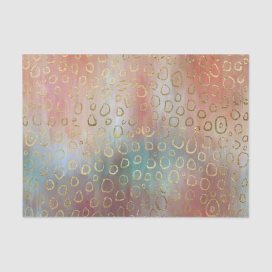 Sinaasappels en blauwe tinten gouden cirkels ontko tissuepapier (Voorkant)