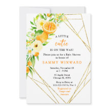 Sinaasappels en Bloemen Baby Shower Uitnodiging