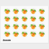 Sinaasappels en bloemen ronde sticker (Vel)