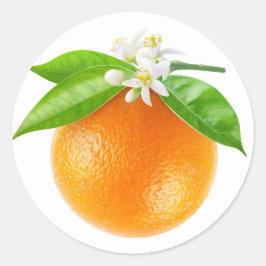 Sinaasappels en bloemen ronde sticker