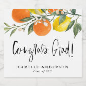 Sinaasappels en citroenen Afstuderen Gefeliciteerd Sparkling Wijnetiket (Enkel label)