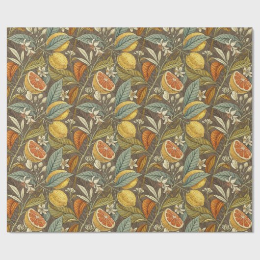 Sinaasappels en citroenen bontanisch cadeaupapier (Vlak)