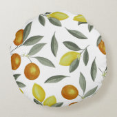 Sinaasappels en citroenen rond kussen (Achterkant)