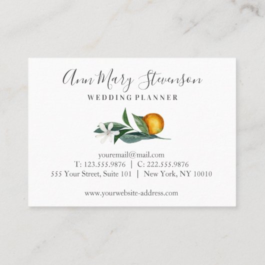 Sinaasappels en goudtrendy visitekaartje (Achterkant)