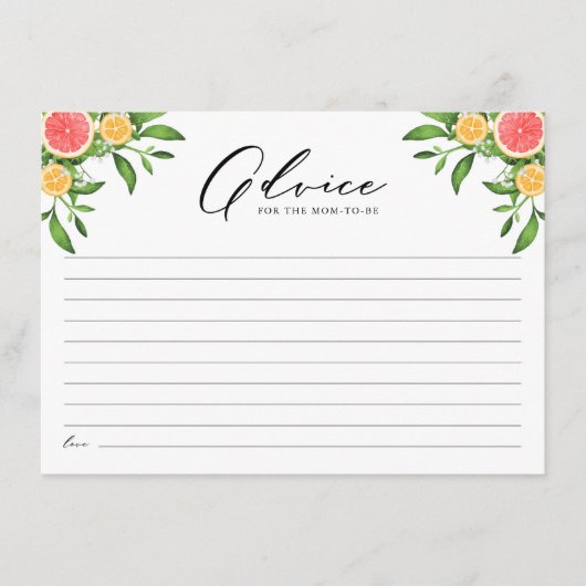 Sinaasappels en grapefruits Advice for the New Mam Advieskaart (Voorkant)