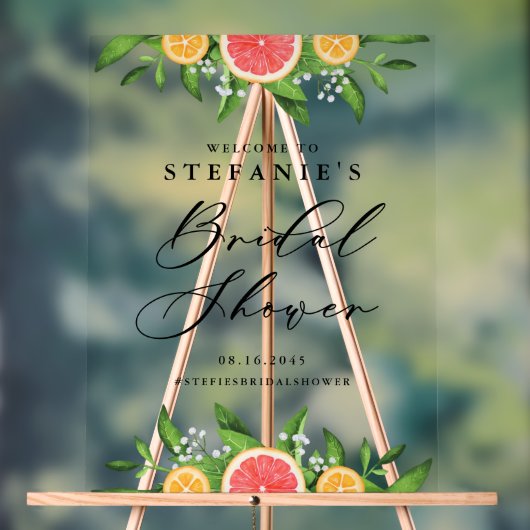 Sinaasappels en grapefruits Bruiloft Feest Welkom Acryl Bord (Neutraal)