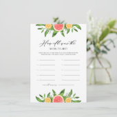 Sinaasappels en grapefruits Hoe oud was de moeder Informatiekaartje (Staand voorkant)