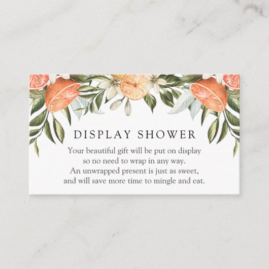 Sinaasappels en Greenery Display Shower-behuizing Informatiekaartje (Voorkant)