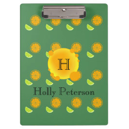 Sinaasappels en grenswaarden in  monogram klembord